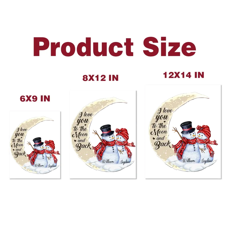 Snowman Couple I Love You To The Moon And Back - Personalized Custom Decal - Christmas, Winter Gift For Couple, Grandma, Mom, Grandpa, Dad, Husband, Wife, Family Members