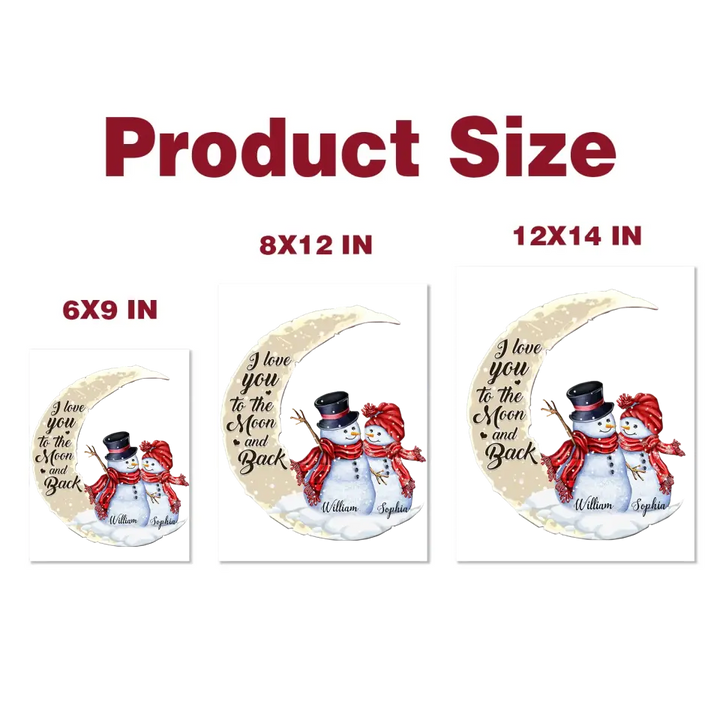 Snowman Couple I Love You To The Moon And Back - Personalized Custom Decal - Christmas, Winter Gift For Couple, Grandma, Mom, Grandpa, Dad, Husband, Wife, Family Members