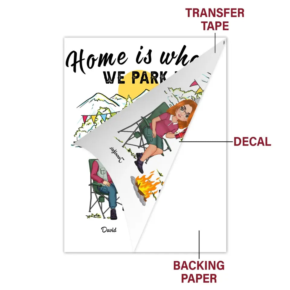 Home Is Where We Park It - Personalized Custom Decal - Anniversary Gift For Couple, Camping Lover