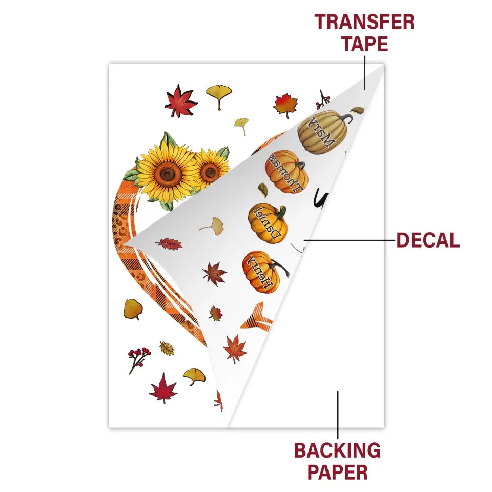 Grandma Heart Pumpkin Autumn - Personalized Custom Decal - Mother's Day Gift For Grandma, Mom