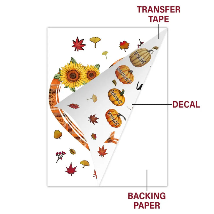Grandma Heart Pumpkin Autumn - Personalized Custom Decal - Mother's Day Gift For Grandma, Mom