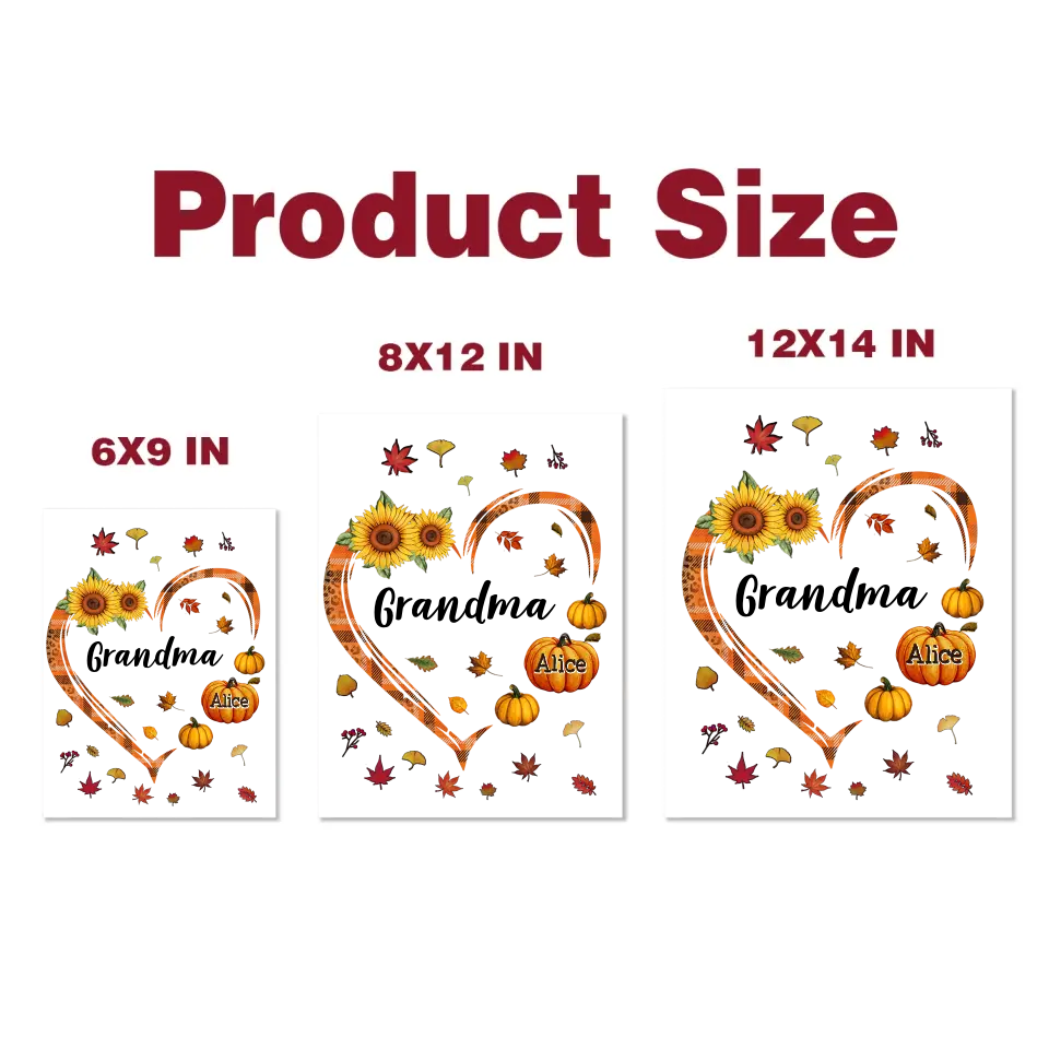 Grandma Heart Pumpkin Autumn - Personalized Custom Decal - Mother's Day Gift For Grandma, Mom