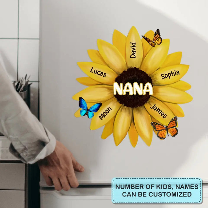 Sunflower Nana - Personalized Custom Decal - Mother's Day Gift For Grandma, Mom, Family Members