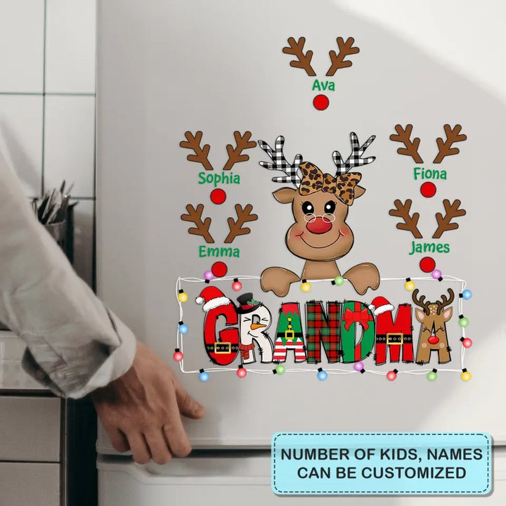 Mom Cute Reindeer Christmas Patterned - Personalized Custom Decal - Christmas, Mother's Day Gift For Mom, Grandma, Family Members