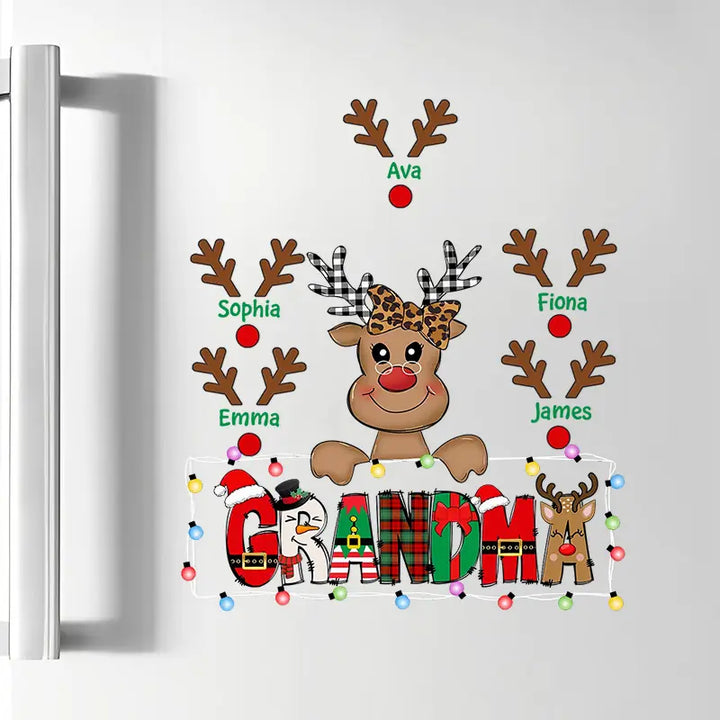 Mom Cute Reindeer Christmas Patterned - Personalized Custom Decal - Christmas, Mother's Day Gift For Mom, Grandma, Family Members