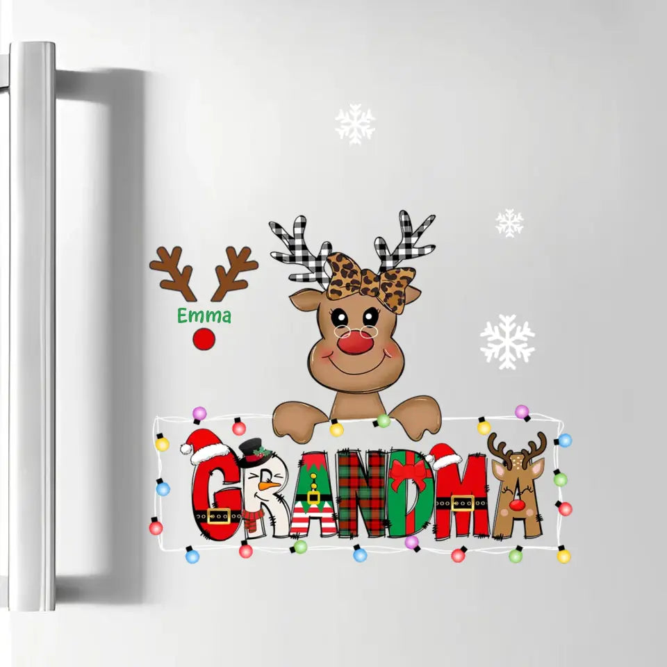 Mom Cute Reindeer Christmas Patterned - Personalized Custom Decal - Christmas, Mother's Day Gift For Mom, Grandma, Family Members
