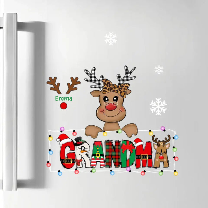 Mom Cute Reindeer Christmas Patterned - Personalized Custom Decal - Christmas, Mother's Day Gift For Mom, Grandma, Family Members