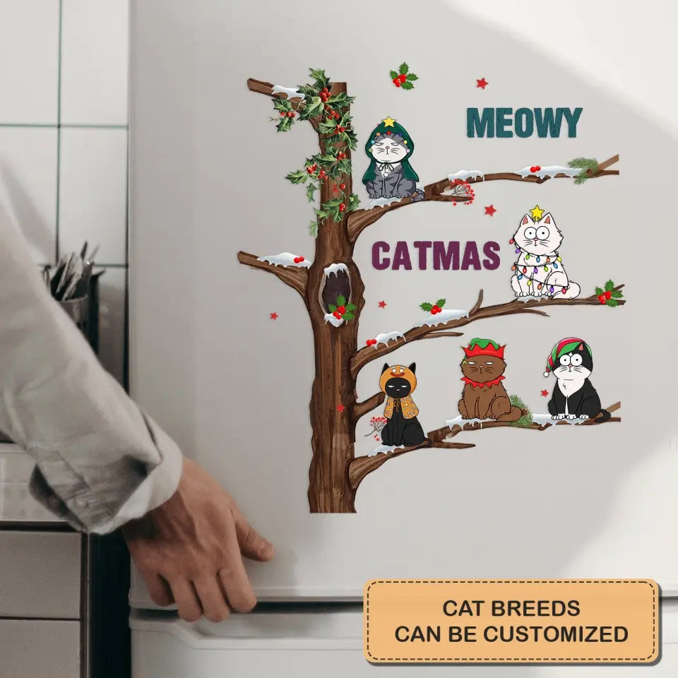 Meowy Catmas - 
Personalized Custom Decal - Christmas Gift For Cat Mom, Cat Dad, Cat Lover, Cat Owner