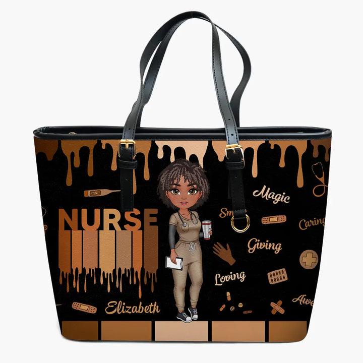 Love Nurse Life New Ver - Personalized Custom Leather Bucket Bag - Nurse's Day, Appreciation Gift For Nurse