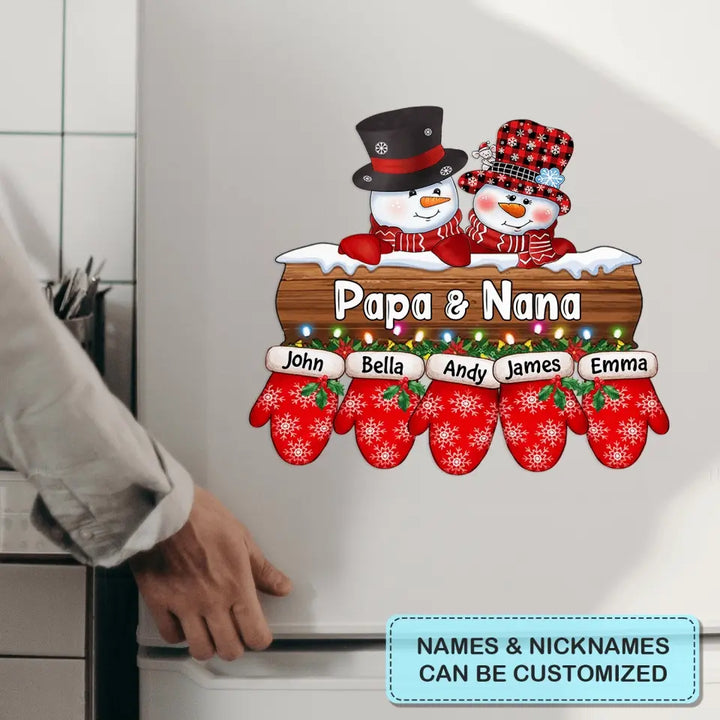 Christmas Papa & Mamaw Snowman - 
Personalized Custom Decal - Christmas, Winter Gift For Grandma, Mom, Grandpa, Dad, Family Members