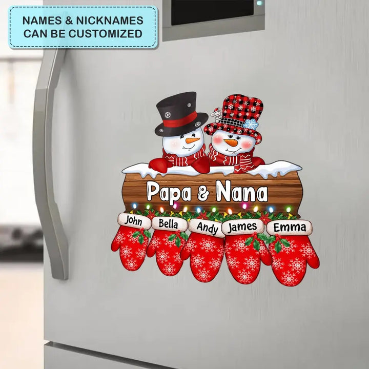 Christmas Papa & Mamaw Snowman - 
Personalized Custom Decal - Christmas, Winter Gift For Grandma, Mom, Grandpa, Dad, Family Members