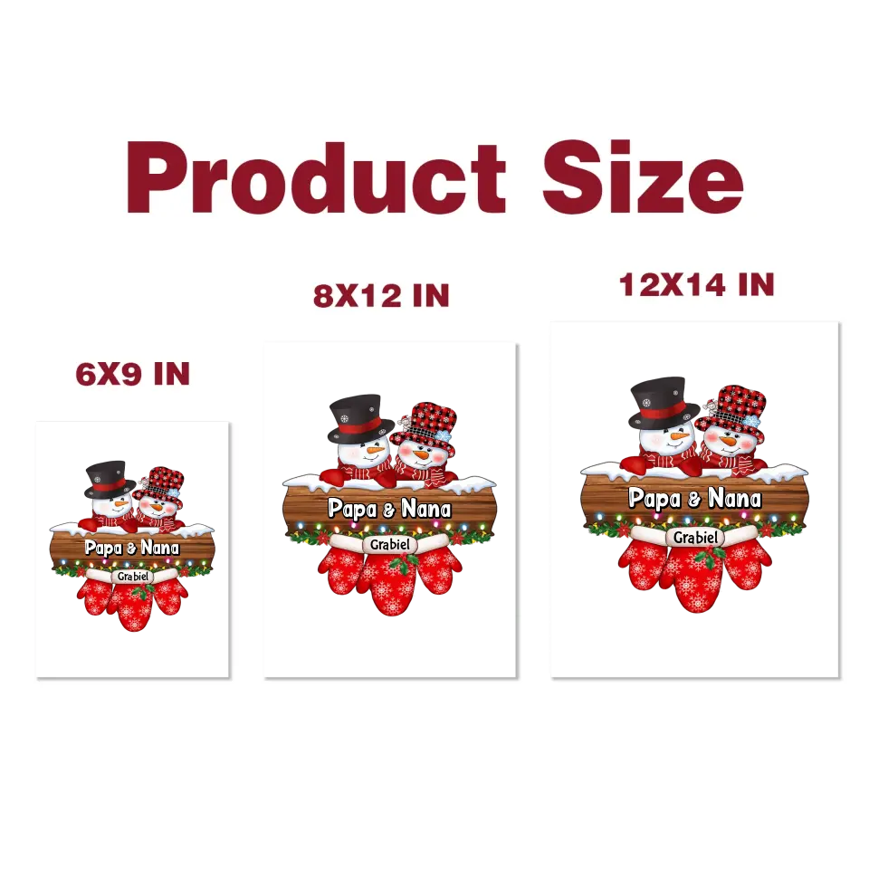 Christmas Papa & Mamaw Snowman - 
Personalized Custom Decal - Christmas, Winter Gift For Grandma, Mom, Grandpa, Dad, Family Members