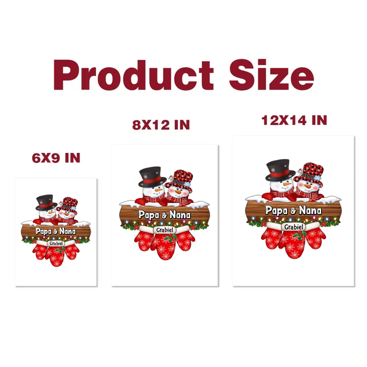 Christmas Papa & Mamaw Snowman - 
Personalized Custom Decal - Christmas, Winter Gift For Grandma, Mom, Grandpa, Dad, Family Members