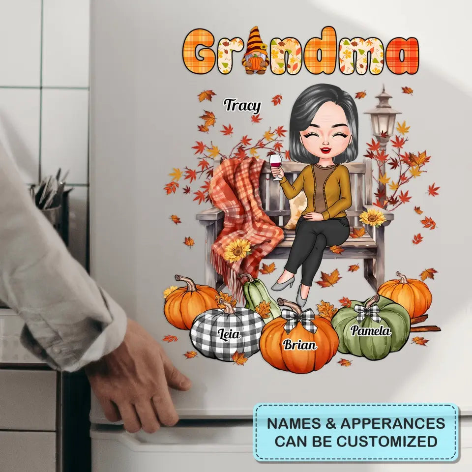 Fall Season Vibe Grandma - Personalized Custom Decal - Fall Gift For Grandma, Mom, Family Members