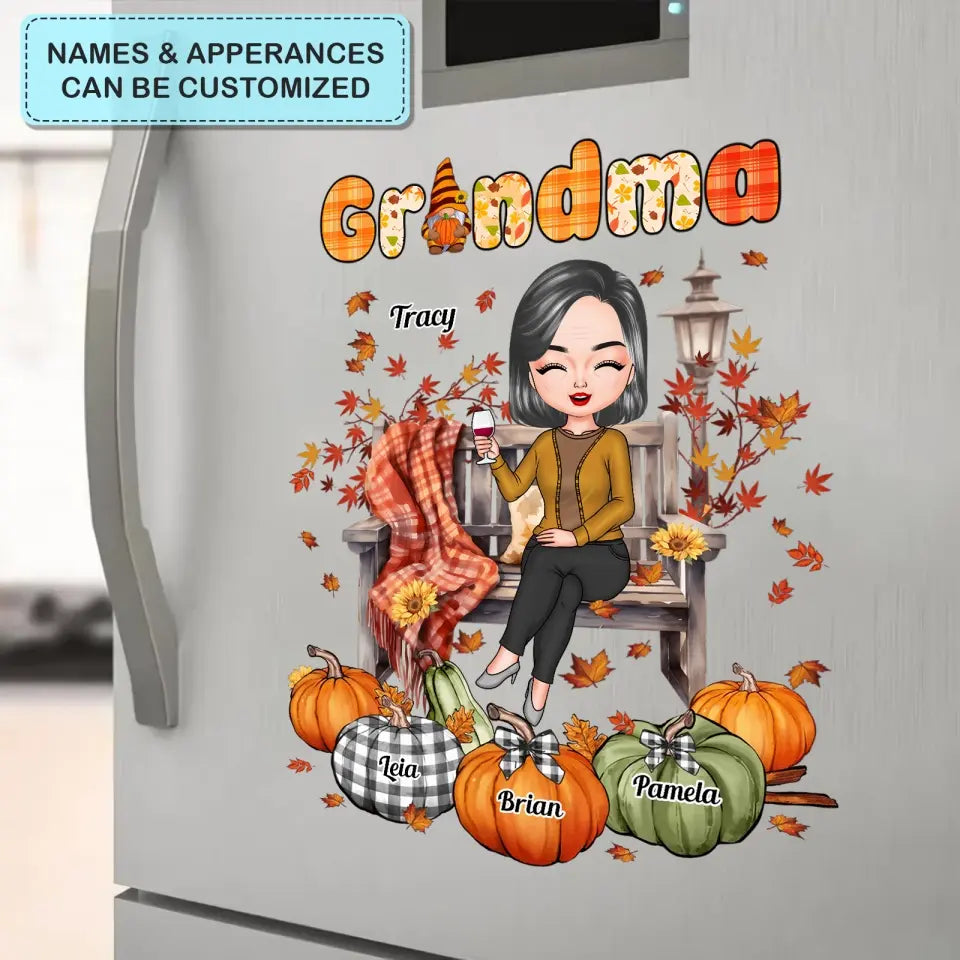 Fall Season Vibe Grandma - Personalized Custom Decal - Fall Gift For Grandma, Mom, Family Members