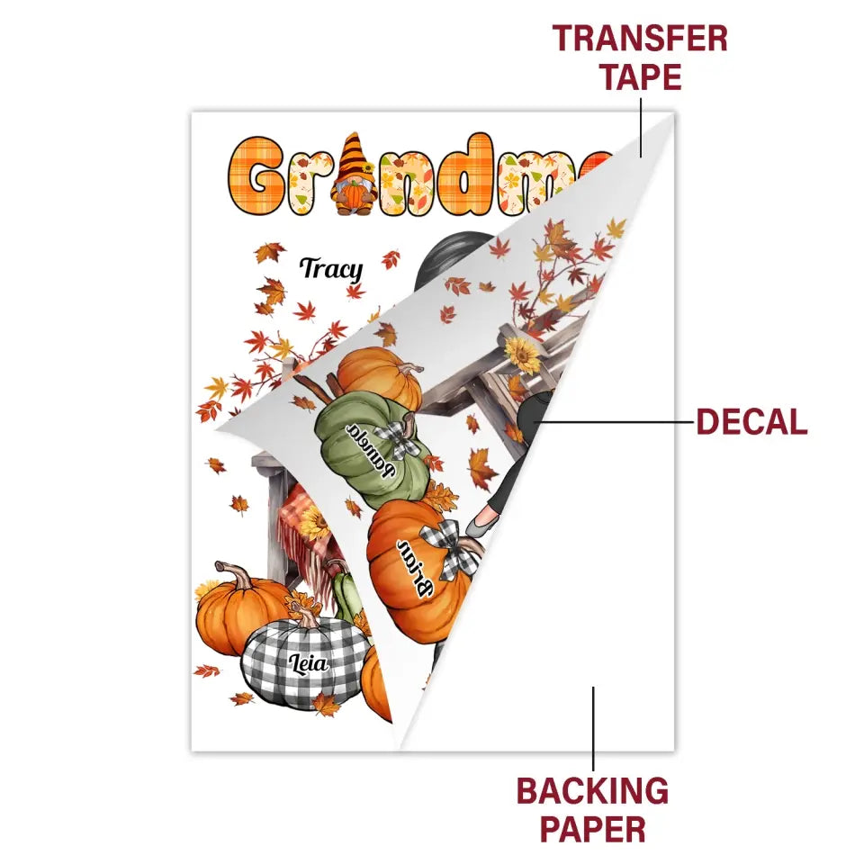 Fall Season Vibe Grandma - Personalized Custom Decal - Fall Gift For Grandma, Mom, Family Members