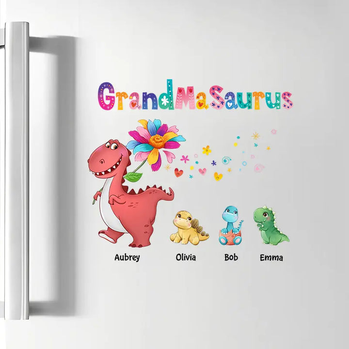 Grandmasaurus Colorful Flower - Personalized Custom Decal - Mother's Day Gift For Grandma, Mom, Family Members