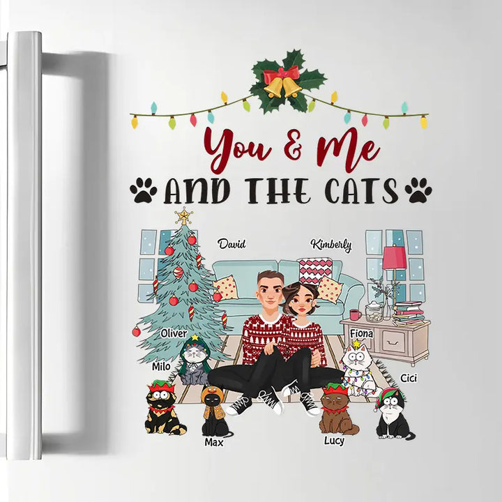 You Me And The Cats - Personalized Custom Decal - Christmas Gift For Cat Mom, Cat Dad, Cat Lover, Cat Owner