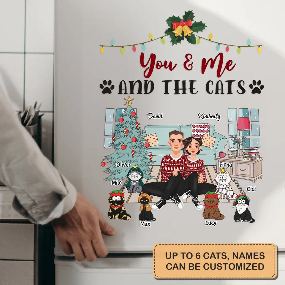 You Me And The Cats - Personalized Custom Decal - Christmas Gift For Cat Mom, Cat Dad, Cat Lover, Cat Owner