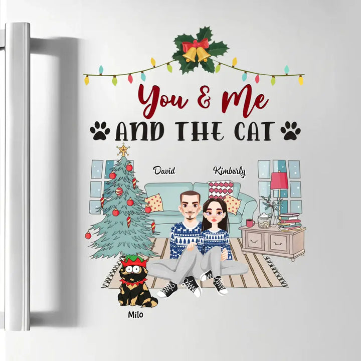You Me And The Cats - Personalized Custom Decal - Christmas Gift For Cat Mom, Cat Dad, Cat Lover, Cat Owner