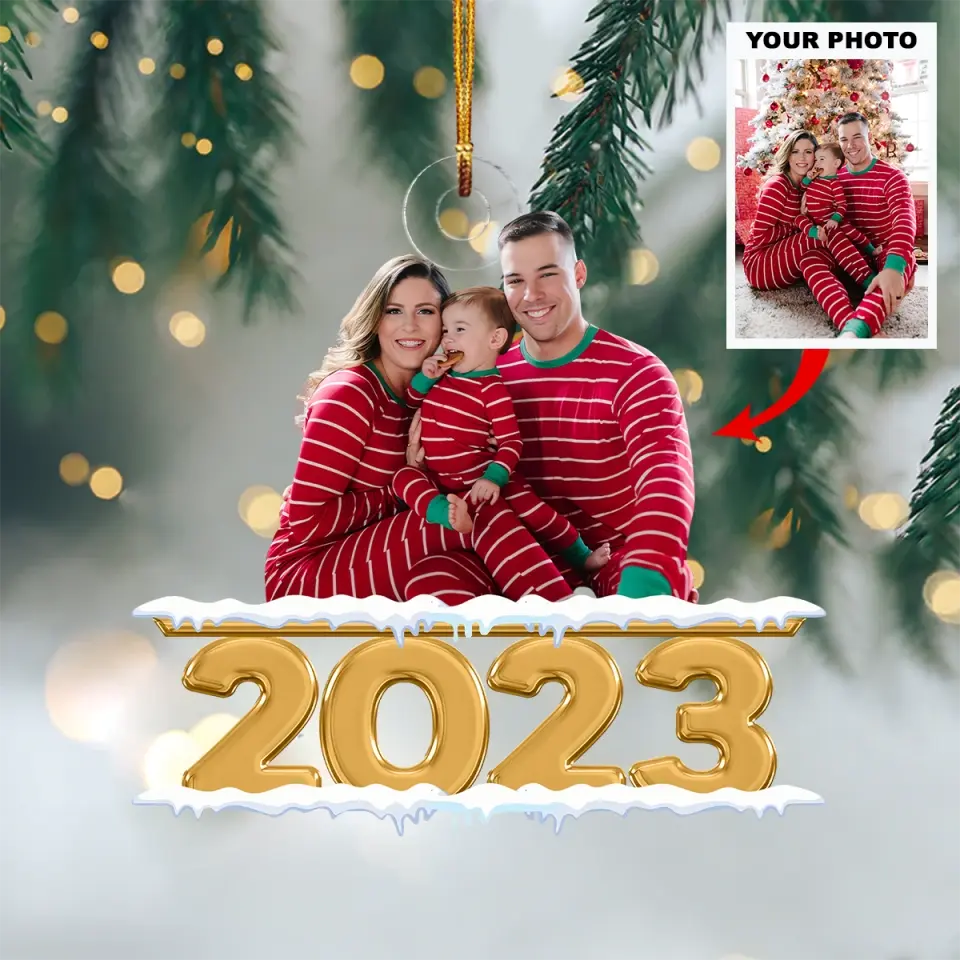 Family 2023 - Personalized Custom Photo Mica Ornament - Christmas Gift For Family AGCKH025