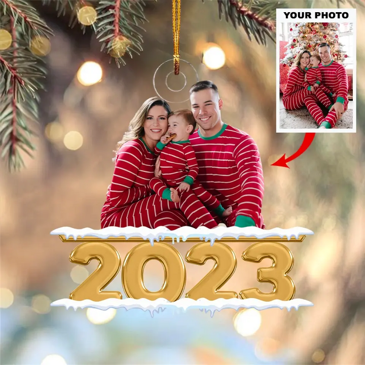 Family 2023 - Personalized Custom Photo Mica Ornament - Christmas Gift For Family AGCKH025