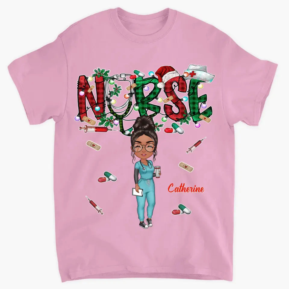 Christmas Nurse - Personalized Custom T-shirt - Nurse's Day, Appreciation, Christmas Gift For Nurse