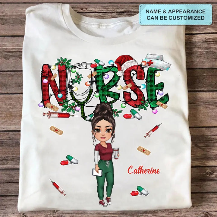 Christmas Nurse - Personalized Custom T-shirt - Nurse's Day, Appreciation, Christmas Gift For Nurse
