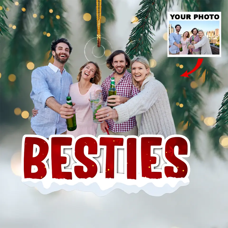 Besties Christmas Custom Photo - Personalized Custom Photo Mica Ornament - Christmas Gift For Friends, Besties AGCHD023