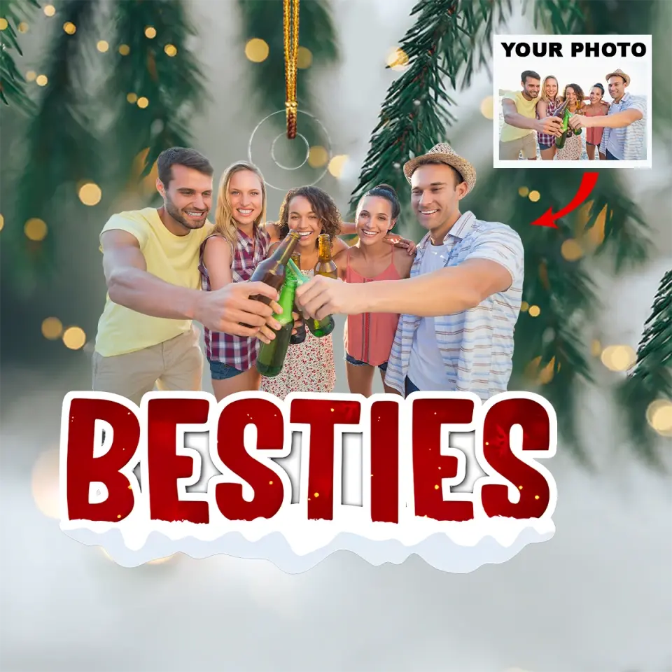 Besties Christmas Custom Photo - Personalized Custom Photo Mica Ornament - Christmas Gift For Friends, Besties AGCHD023