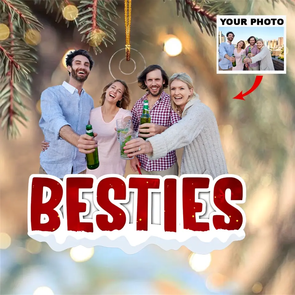 Besties Christmas Custom Photo - Personalized Custom Photo Mica Ornament - Christmas Gift For Friends, Besties AGCHD023