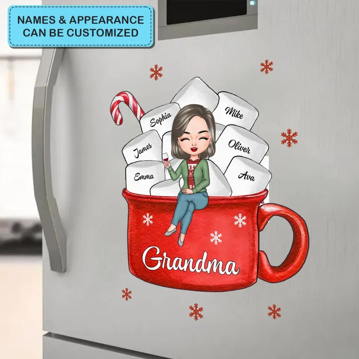 Grandma Hot Cocoa - Personalized Custom Decal - Christmas Gift For Grandma, Family Members