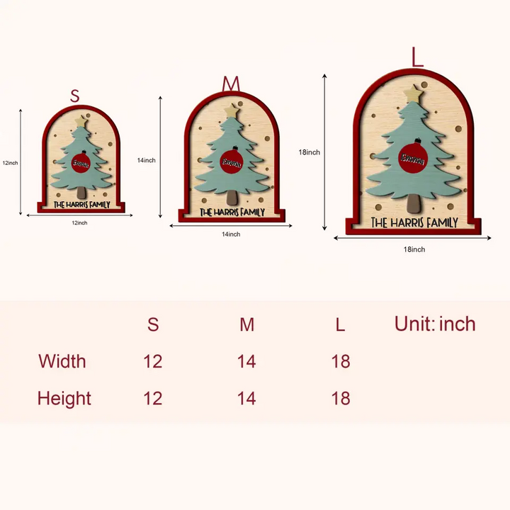Family Christmas Tree - Personalized Custom Door Sign - Christmas Gift For Family Members