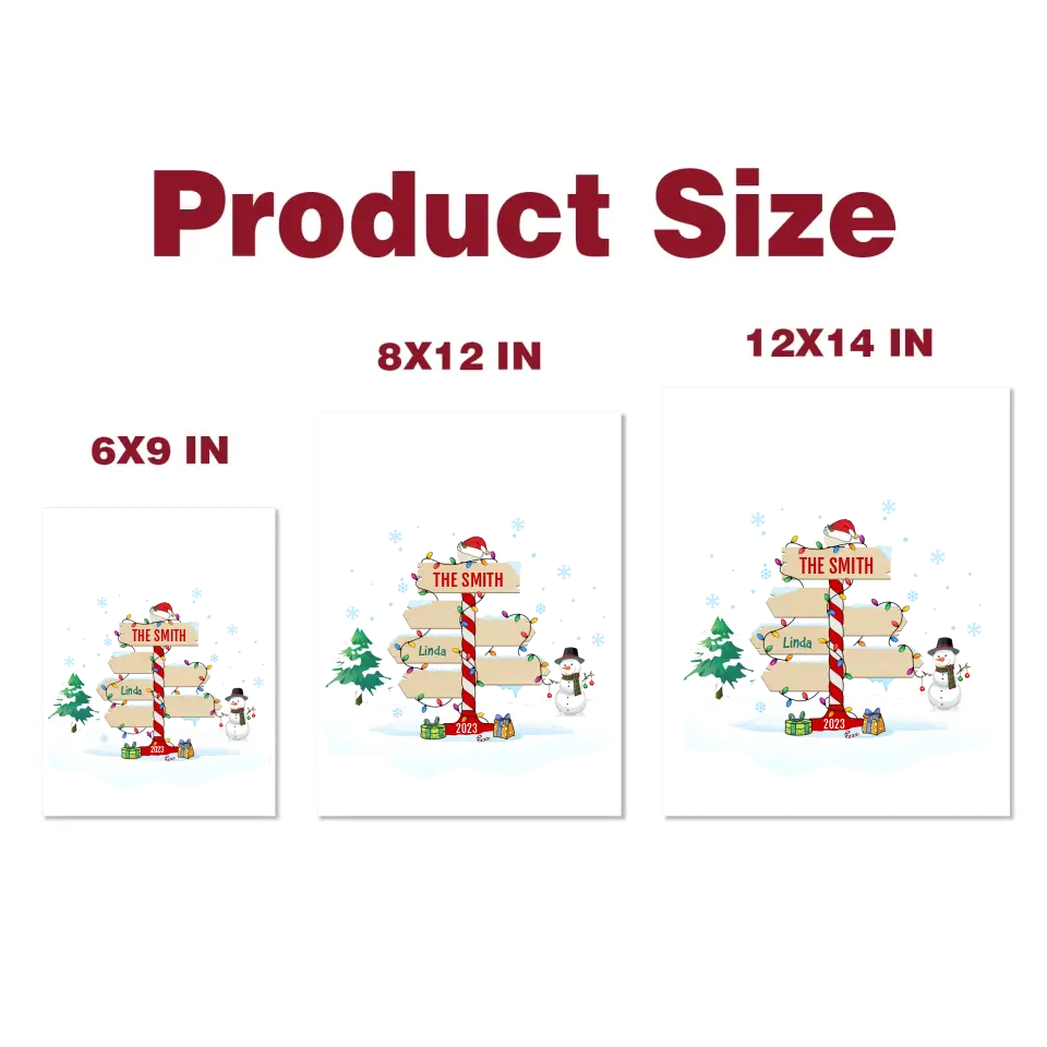 Family Christmas Post Sign - Personalized Custom Decal - Christmas Gift For Family Members