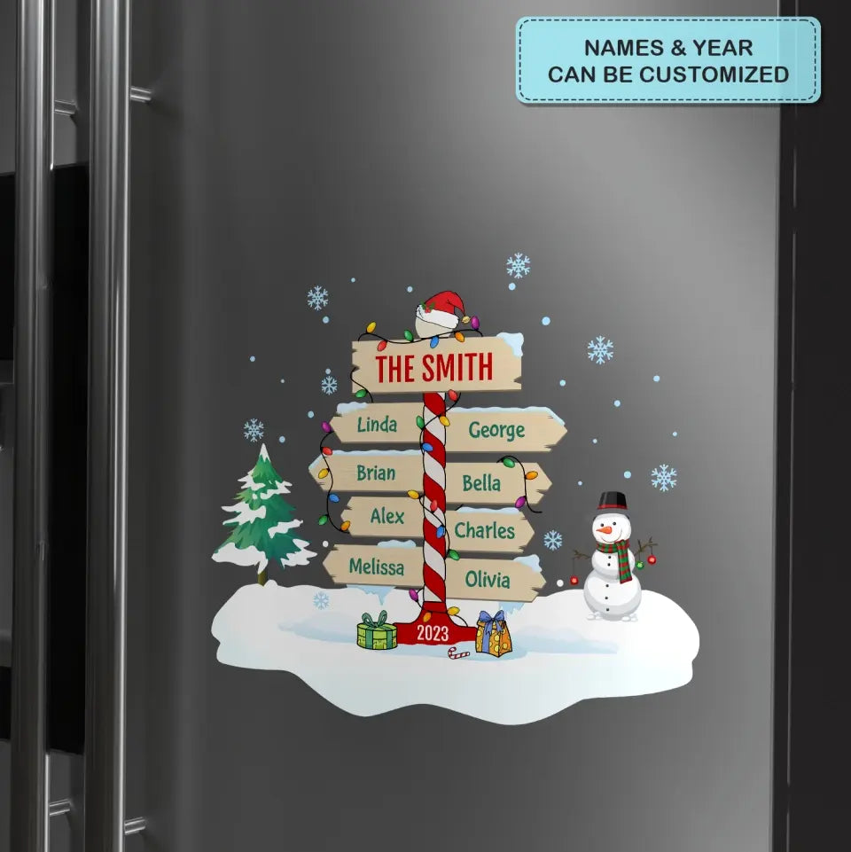 Family Christmas Post Sign - Personalized Custom Decal - Christmas Gift For Family Members