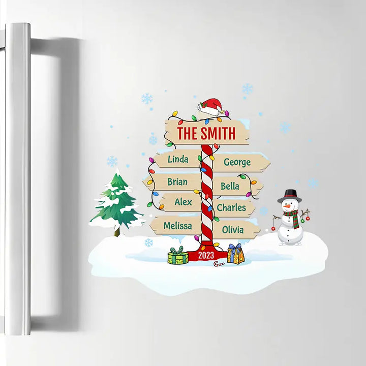 Family Christmas Post Sign - Personalized Custom Decal - Christmas Gift For Family Members
