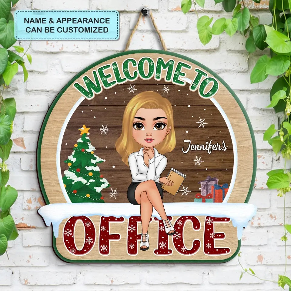 Welcome To My Office Christmas - Personalized Custom Door Sign - Christmas Gift For Office Staff, Colleague
