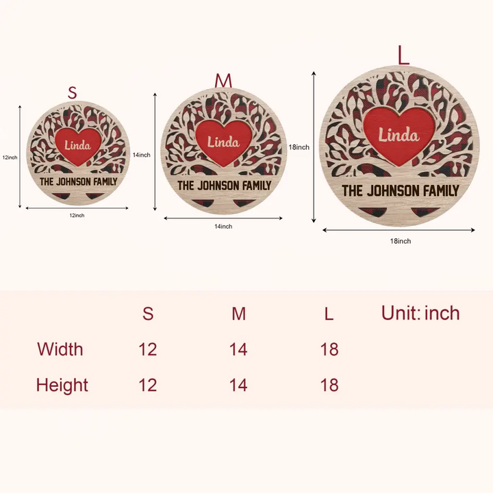 Family Tree Love - Personalized Custom Door Sign - Christmas Gift For Family Members