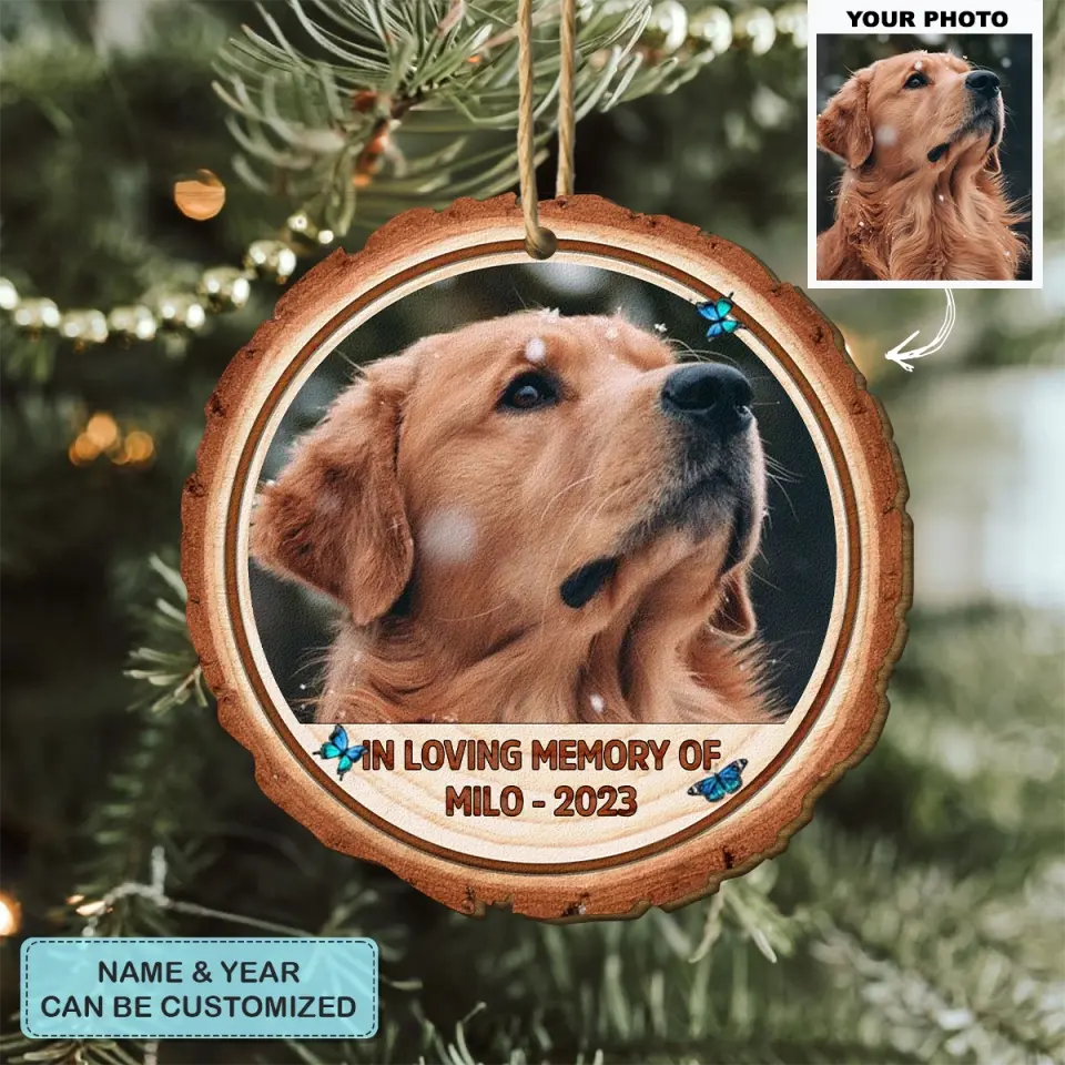 In Loving Memory Of Custom Photo - Personalized Custom Wood Ornament - Christmas, Memorial Gift For Pet Mom, Pet Dad, Pet Lover, Pet Owner