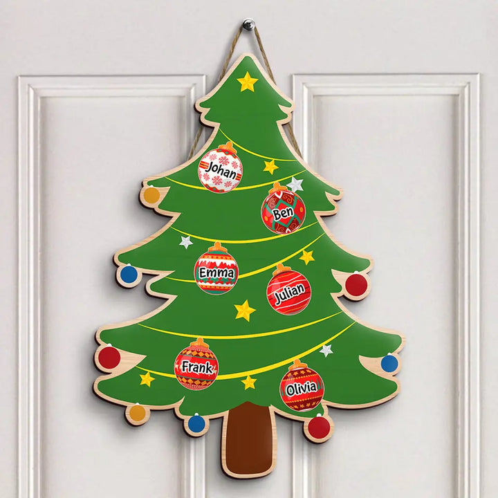 Family Christmas Tree Farm - Personalized Custom Door Sign - Christmas Gift For Family Members