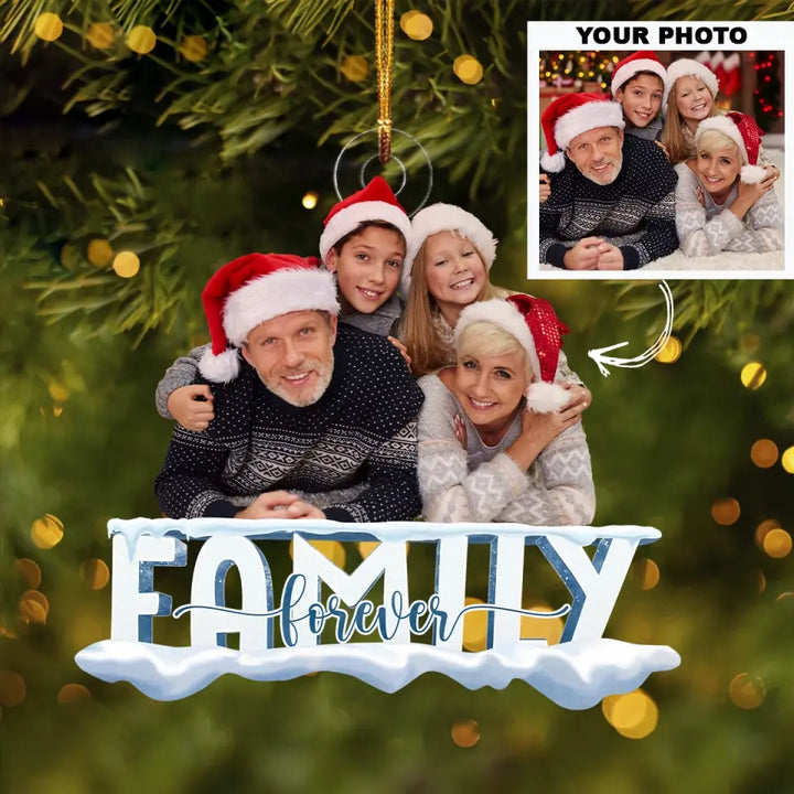 Family Forever Upload Photo - Personalized Custom Photo Mica Ornament - Christmas Gift For Family AGCDM001