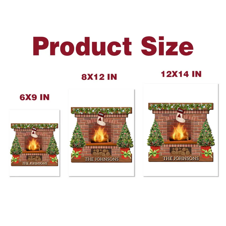 Christmas Fireplace With Family - Personalized Custom Decal - Christmas Gift For Family Members