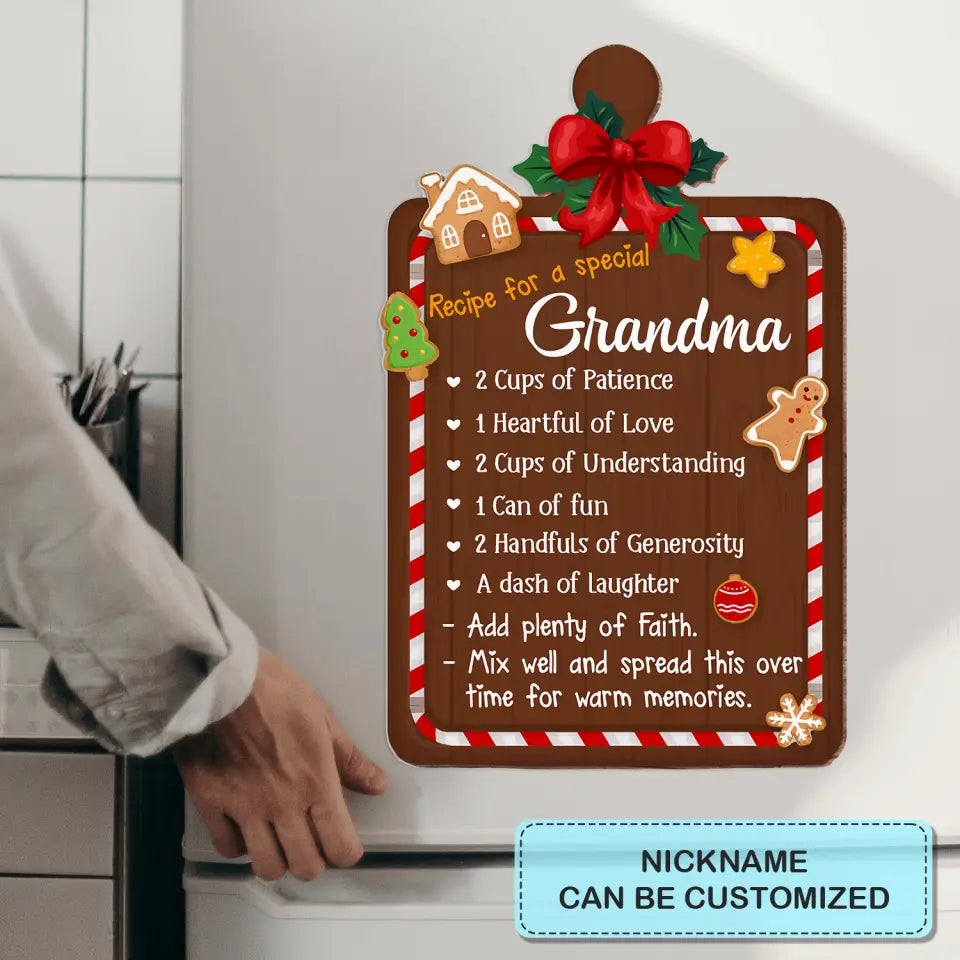 Recipe For A Special Grandma - Personalized Custom Decal - Christmas Gift For Grandma, Mom