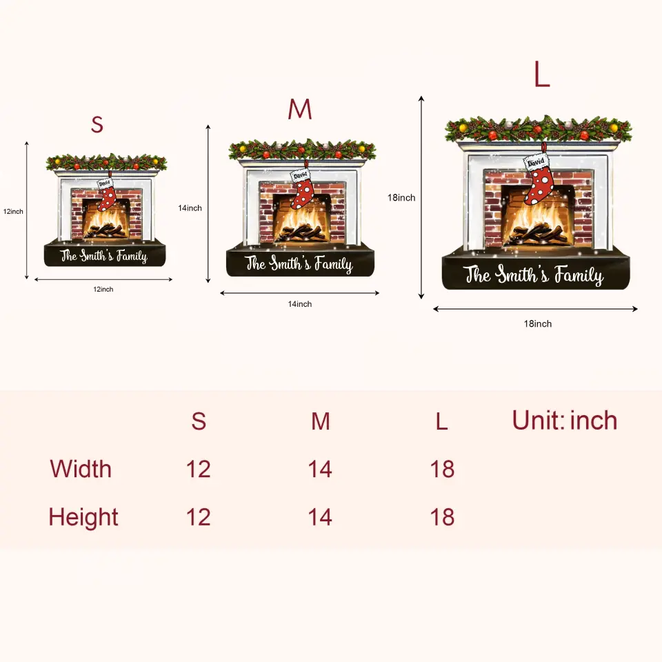Merry Christmas Fireplace - Personalized Custom Door Sign - Christmas Gift For Mom, Dad, Grandma, Grandpa, Family Members