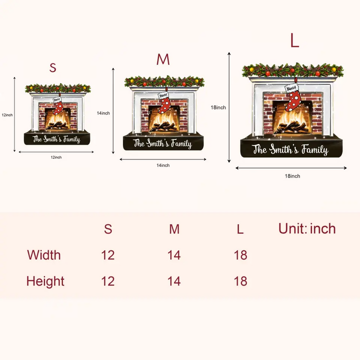 Merry Christmas Fireplace - Personalized Custom Door Sign - Christmas Gift For Mom, Dad, Grandma, Grandpa, Family Members