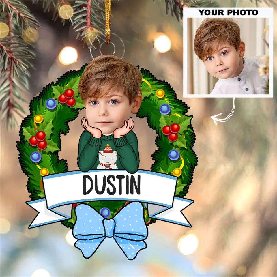 Cute Kid Xmas - Personalized Custom Photo Mica Ornament - Christmas Gift For Kid, Family Members AGCPD044