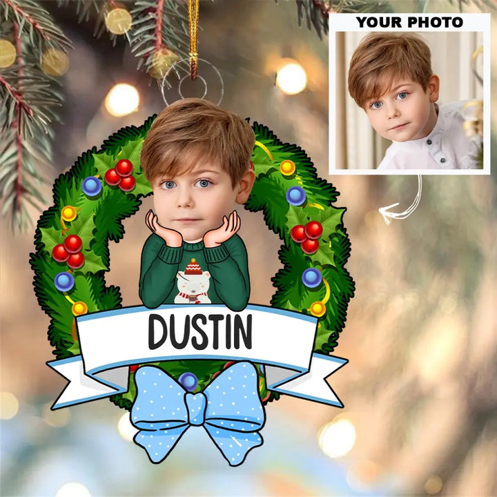 Cute Kid Xmas - Personalized Custom Photo Mica Ornament - Christmas Gift For Kid, Family Members AGCPD044