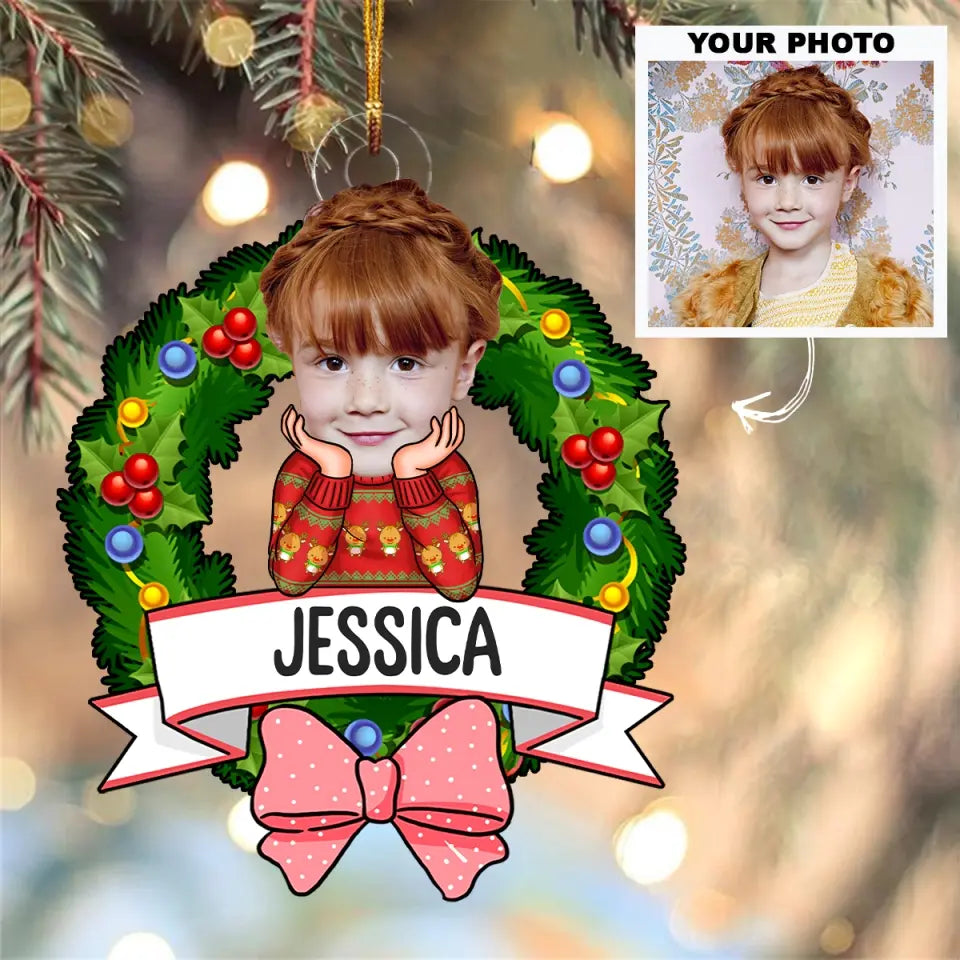 Cute Kid Xmas - Personalized Custom Photo Mica Ornament - Christmas Gift For Kid, Family Members AGCPD044