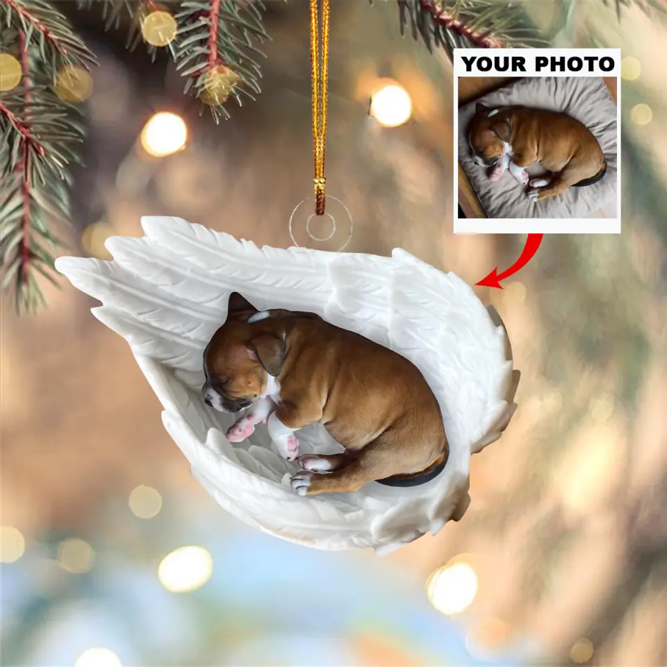 Memorial Pet Angel Wings - Personalized Custom Photo Mica Ornament - Memorial, Christmas Gift For Pet Lovers, Dog Lovers, Cat Lovers AGCHD019