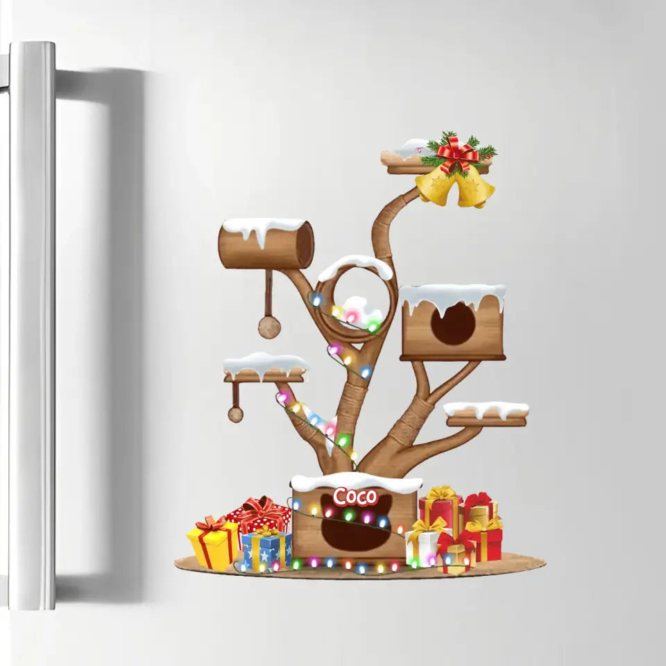 Christmas Cat Tower - Personalized Custom Decal - Christmas Gift For Cat Mom, Cat Dad, Dog Mom, Dog Dad